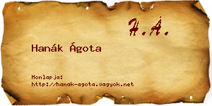 Hanák Ágota névjegykártya